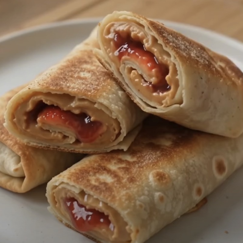 Peanut Butter Strawberry Jam Roll-Ups